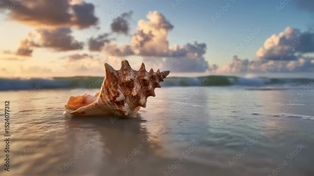 Seashell on the Beach at Sunset