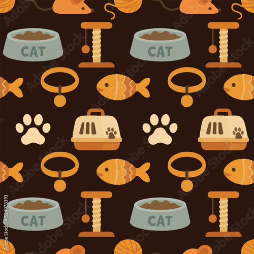 Pet Supplies Essentials Dark Seamless Pattern