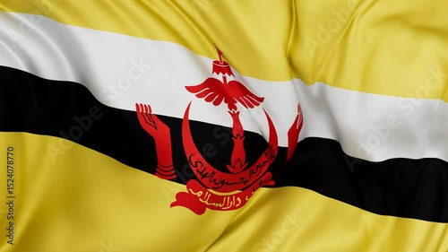 Brunei flag swaying in the wind, endless cycled loop video background