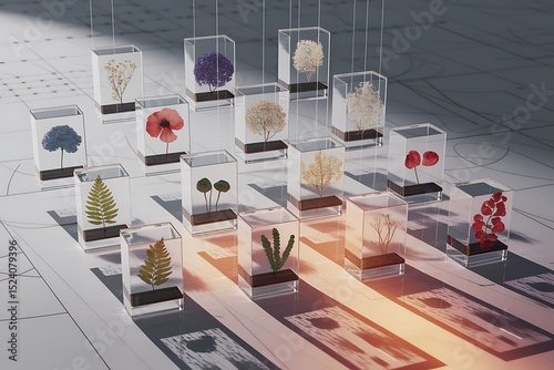 A Collection of Exquisite Pressed Flowers Encased in Elegant Resin Cubes