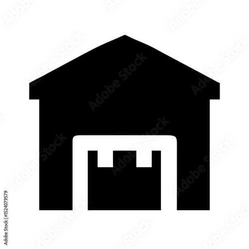 Warehouse building vector icon black minimal storage and logistics structure