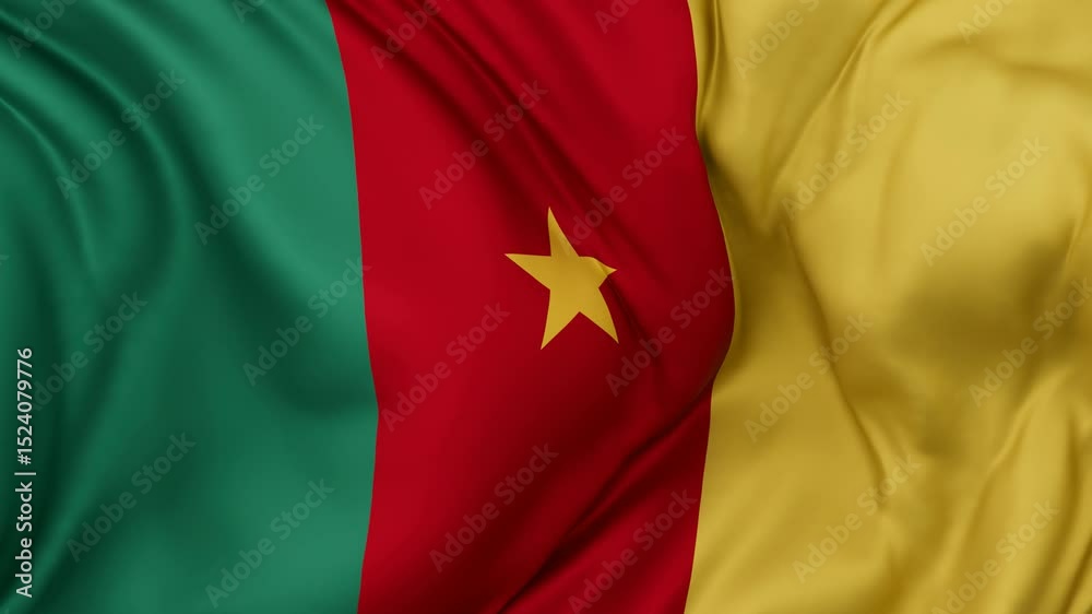 Cameroon flag swaying in the wind, endless cycled loop video background Cameroon flag swaying in the wind, endless cycled loop video background