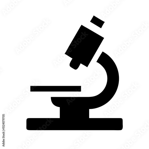 Black microscope icon flat vector science instrument for biology and research