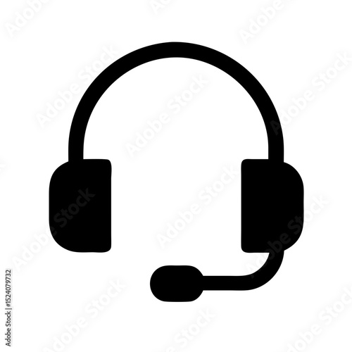 Gaming headset vector icon black minimal audio gear with microphone