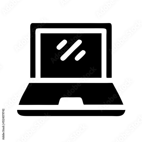 Black laptop icon for gaming flat vector of digital entertainment gear