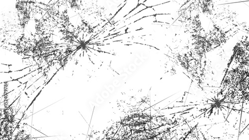 割れたガラス風の白黒グランジ背景
