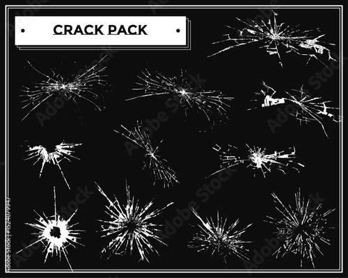 割れたガラス風のグランジ素材セット
