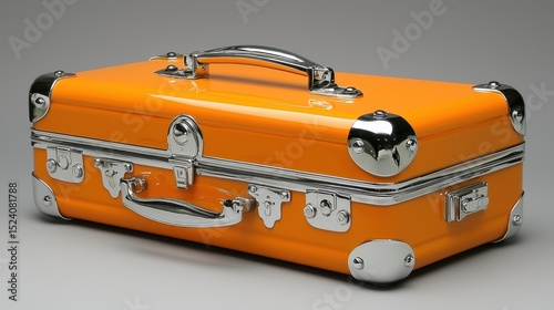 A large, bright yellow suitcase, its surface a canvas of vibrant color, ready to embark on a journey 