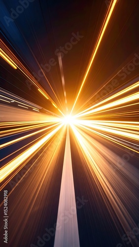 Blurred highway lights at night, radial lines