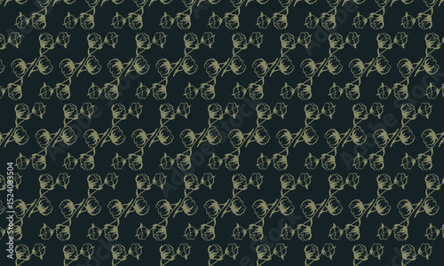 Cotton pattern vector seamless ornament on a dark background for textile, fabric, interior, ceramic, wallpaper, paper decorationrint