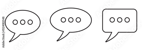 Set of speech bubble icons. Dialogue symbol, chat message bubbles. Talk bubble, communication, message. Comment, social media message. Vector.