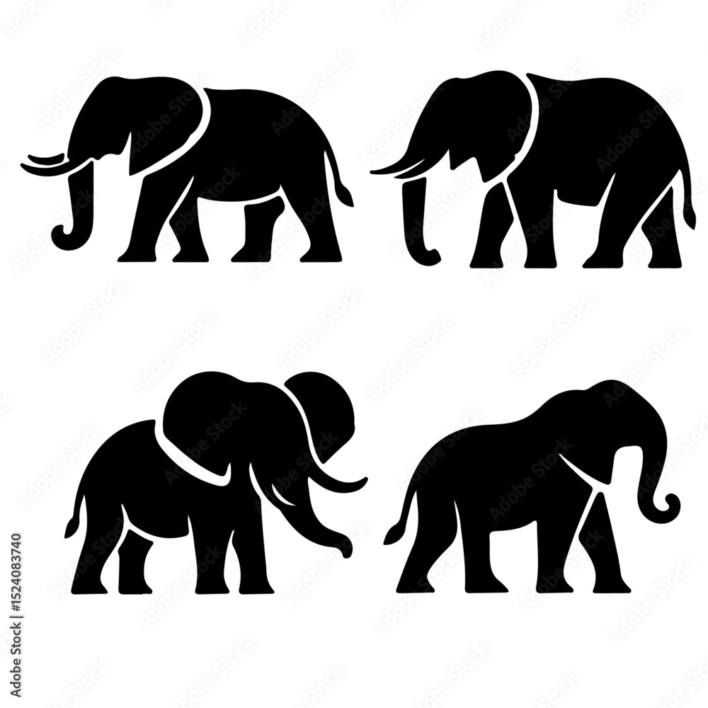 Fototapeta premium set of Elephant silhouette, Elephant silhouette