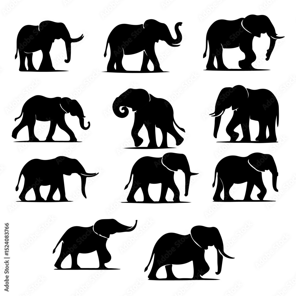 Fototapeta premium set of Elephant silhouette, Elephant silhouette