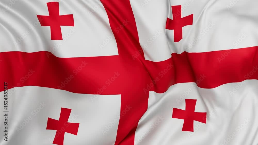 Georgia flag swaying in the wind, endless cycled loop video background
