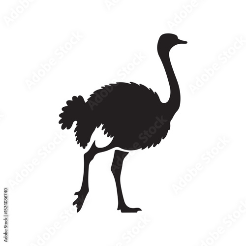 Elegant Black Ostrich Silhouette Vector Art for Safari and African Wildlife Themes