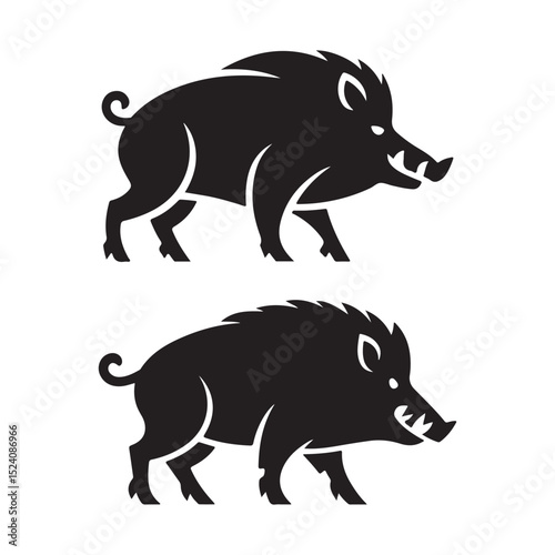 Powerful Wild Boar Silhouette Design for Hunting and Nature Enthusiasts Logo and Icon Projects