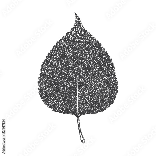 Leaf poplar with retro photocopy stipple effect, for grunge design. Vector illustration in vintage halftone brutalist design for banner or poster