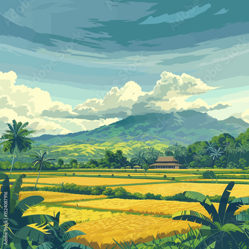 Rice field illustration 
