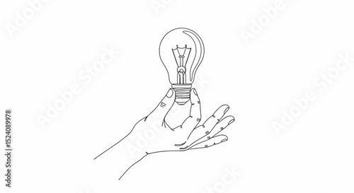 Hand Holding a Lightbulb, Symbol of Inspiration