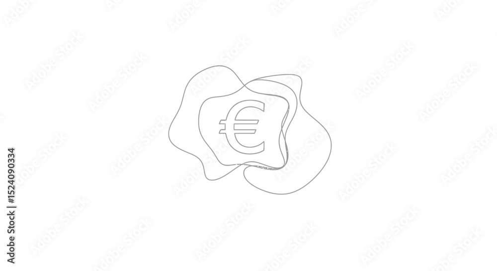 Obraz premium Minimalist Euro Symbol within Abstract, Flowing Outline Design