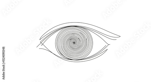 Minimalist Line Art: Human Eye with Spiral Iris Design