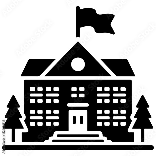 Black Outline Illustration of University