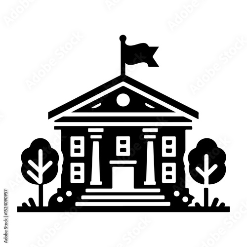 Black Outline Illustration of University