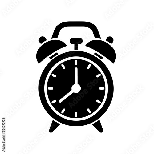 Black Outline Illustration of Alarm Clock