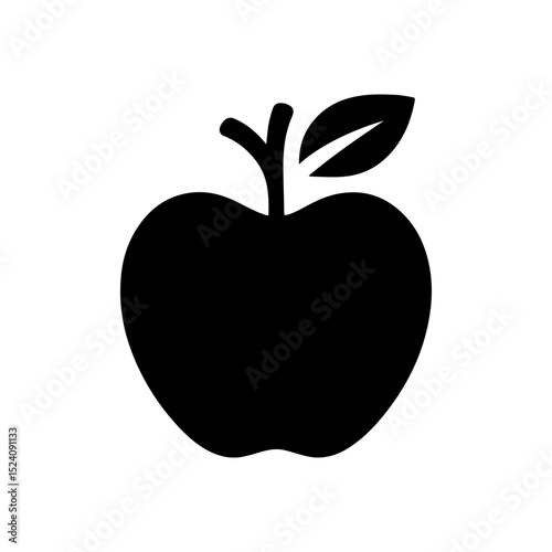 Black Outline Illustration of Apple