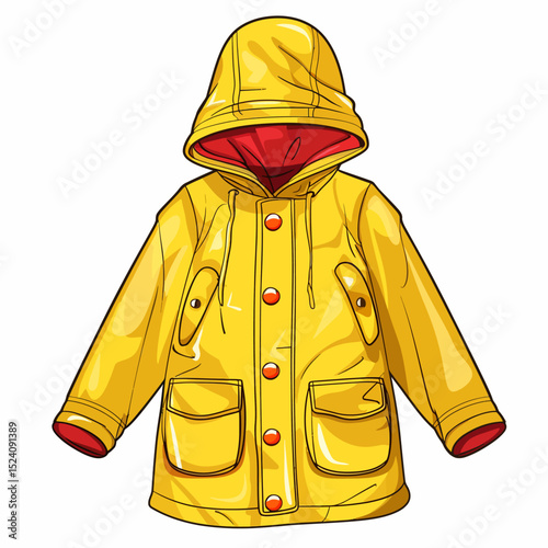 Yellow raincoat isolated White background 