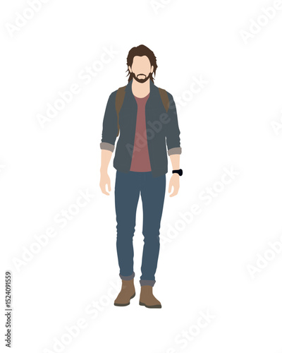 Flat vector people and illustration, man with casual outfit