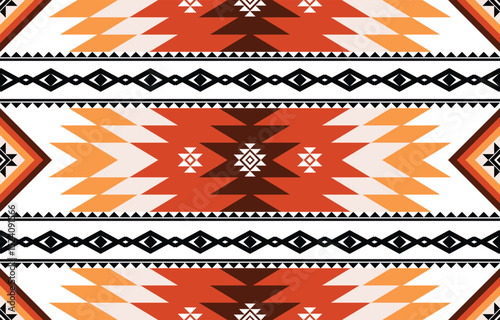 Ethnic Geometric Design.Ethnic Pattern in tribal, folk embroidery abstract art colorful. ornament print. Ethnic Geometric Design for wallpaper,carpet, clothing, fashion, fabric.	