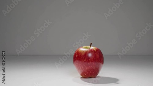 Fresh Red Apple on Plain Background with Soft Lighting for Food and Health-themed Stock Photography