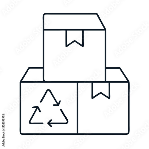 Stacked cardboard recycling boxes for eco-friendly shipping and delivery. Recyclable boxes represent sustainable packaging solutions for e-commerce businesses.