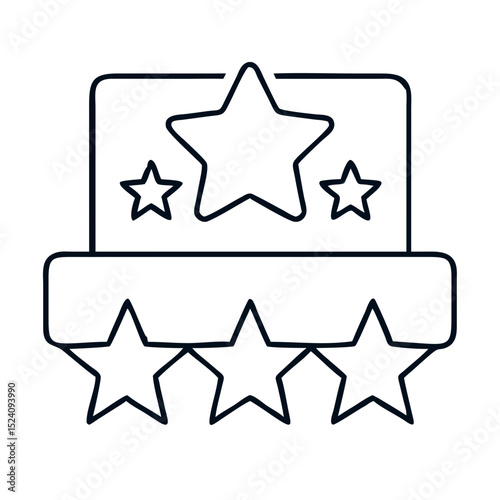 Five star rating icon. Simple product rating illustration with five stars.  Clean design for website, app, or e-commerce product page.