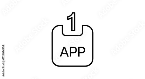 Simple Black and White Icon Representing Application Number One