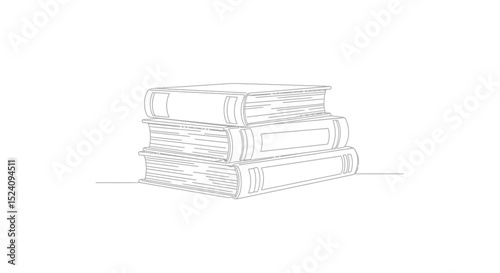 Simple Line Drawing of Stacked Books for Education and Reading