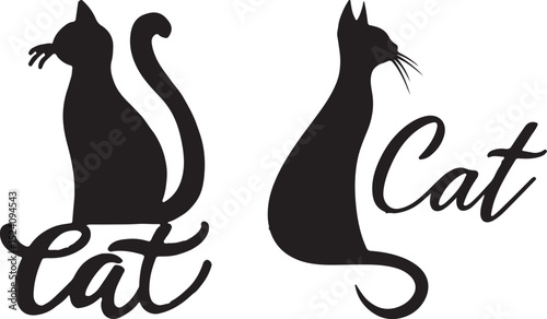 Artistic Cat Silhouette Logos Integrating Stylized Typography