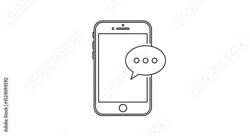 Smartphone with a Speech Bubble and Three Dots Outline
