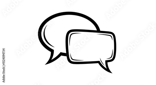Two Overlapping Cartoon Speech Bubbles