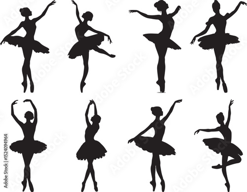 Graceful Ballet Dancer Silhouettes set Showcasing Elegance and Poise