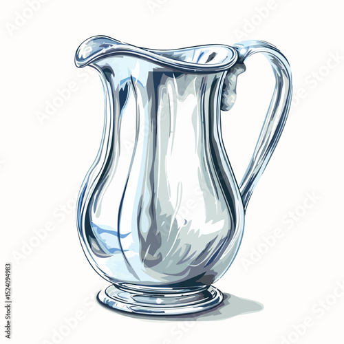 Silver glass jug on white