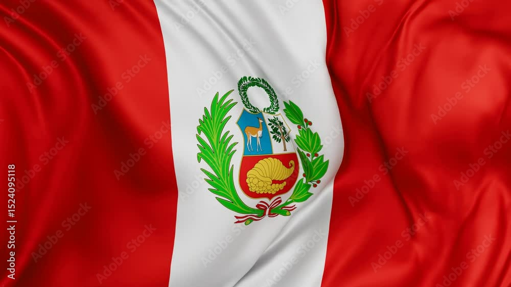 Peru flag swaying in the wind, endless cycled loop video background