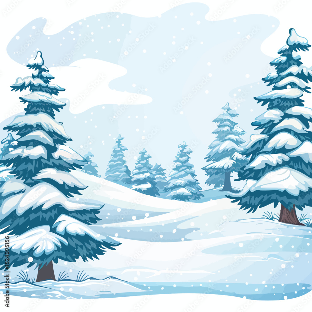 Fototapeta premium Vector tree and snow 