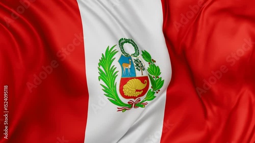 Peru flag swaying in the wind, endless cycled loop video background