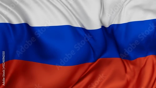 Russia or Russian Federation flag swaying in the wind, endless cycled loop video background