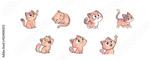 Cute Cat Icon Illustration Vector