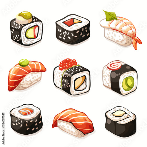 set of sushi isolated 