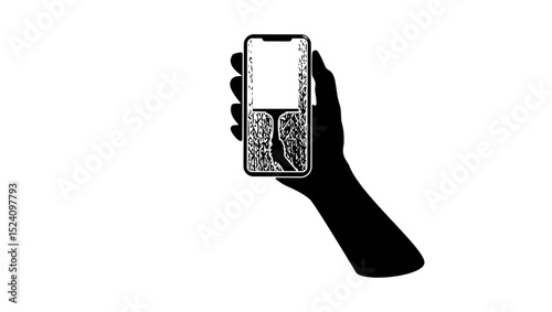 Clean Storage on phone, black isolated silhouette