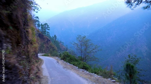 Misty Mountain Roads A Serene Drive Through the Himalayas